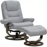 Lane Swivel Pedestal Recliner with Ottoman in Knox Chromium Gray Top-Grain Leather
